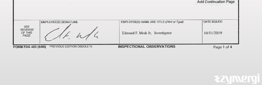 Edmund F. Mrak FDA Investigator