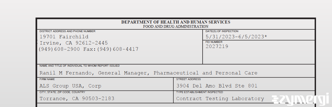 FDANews 483 ALS Group USA Corp Jun 5 2023 top