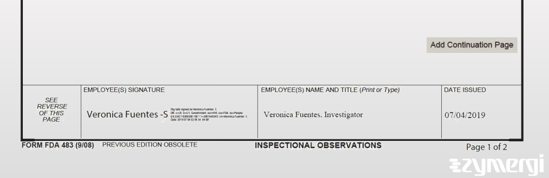 Veronica Fuentes FDA Investigator