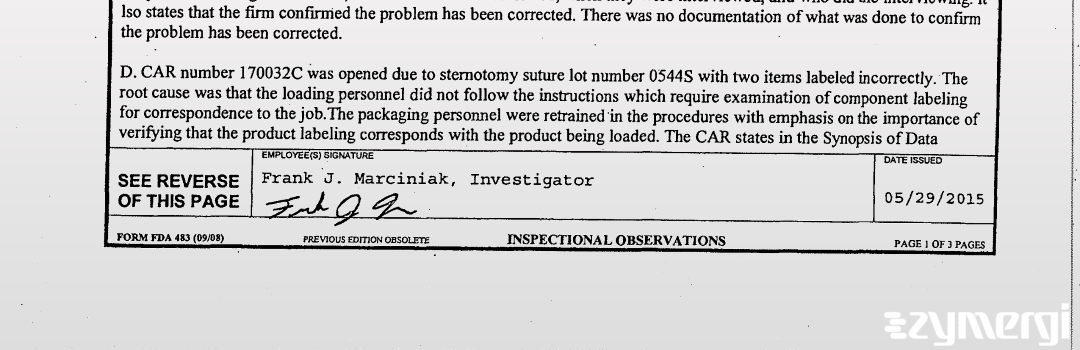 Frank J. Marciniak FDA Investigator