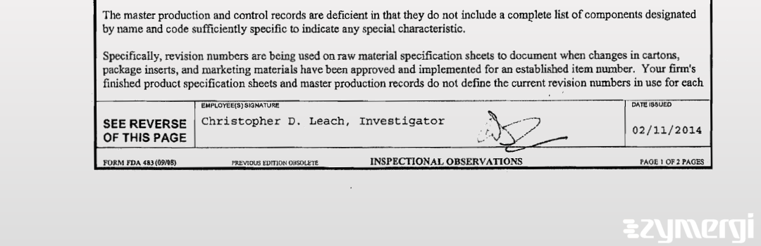 Christopher D. Leach FDA Investigator 