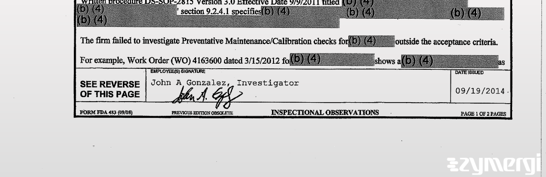 John A. Gonzalez FDA Investigator