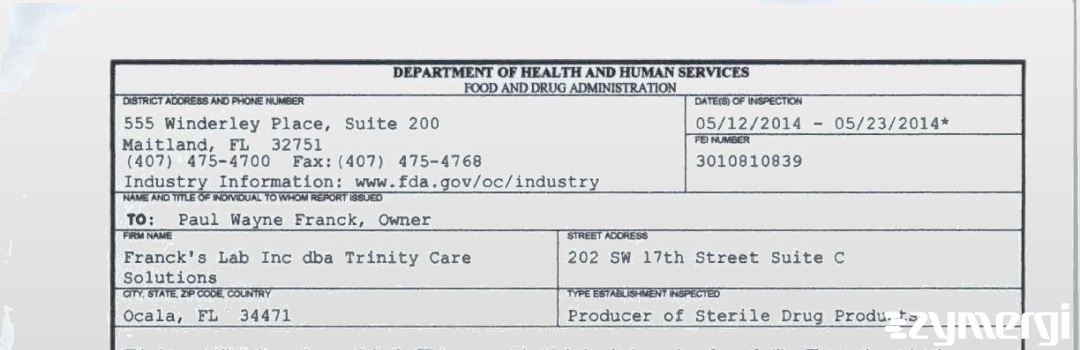 FDANews 483 Ambient Healthcare of Central Florida Inc May 23 2014 top