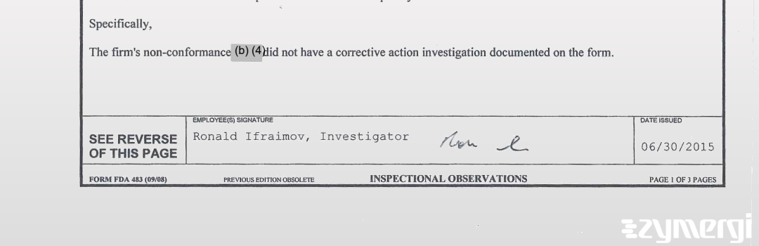 Ronald Ifraimov FDA Investigator