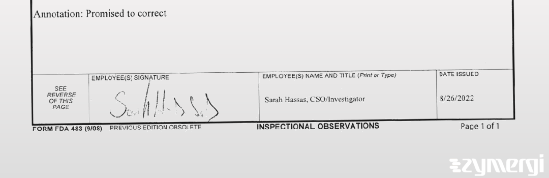 Sarah A. Hassas FDA Investigator