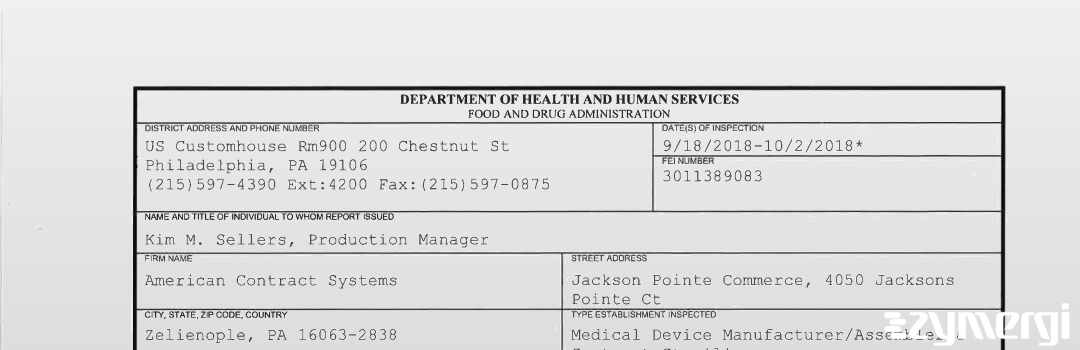 FDANews 483 American Contract Systems Oct 2 2018 top