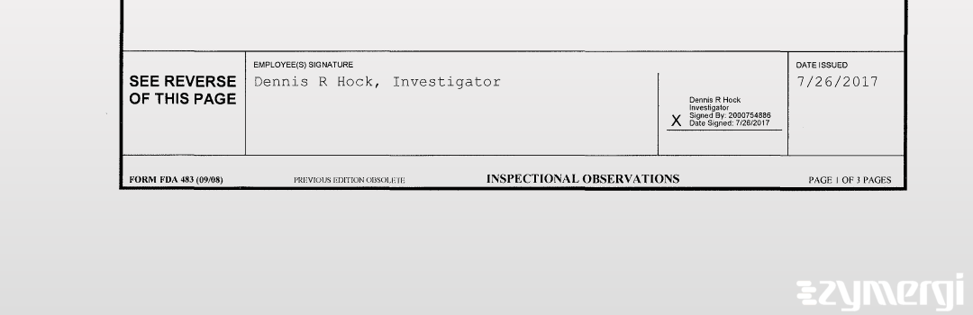 Dennis R. Hock FDA Investigator 