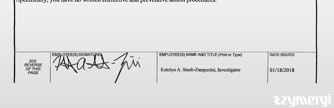 Katelyn A. Staub-Zamperini FDA Investigator