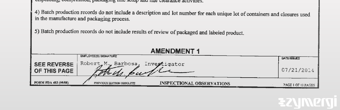 Robert M. Barbosa FDA Investigator