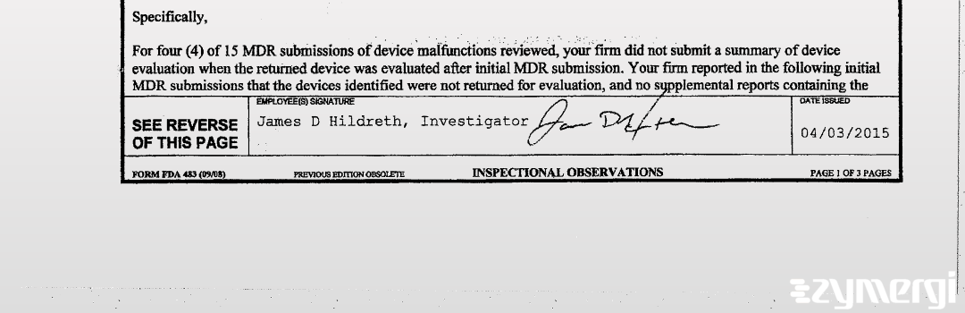 James D. Hildreth FDA Investigator
