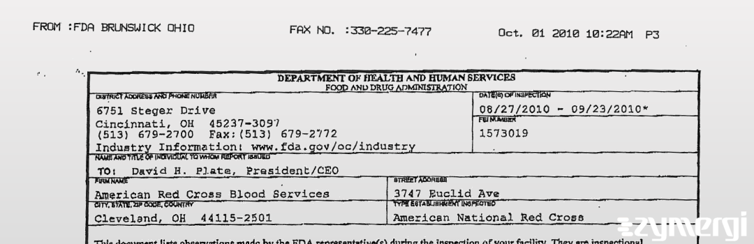 FDANews 483 American National Red Cross Sep 23 2010 top