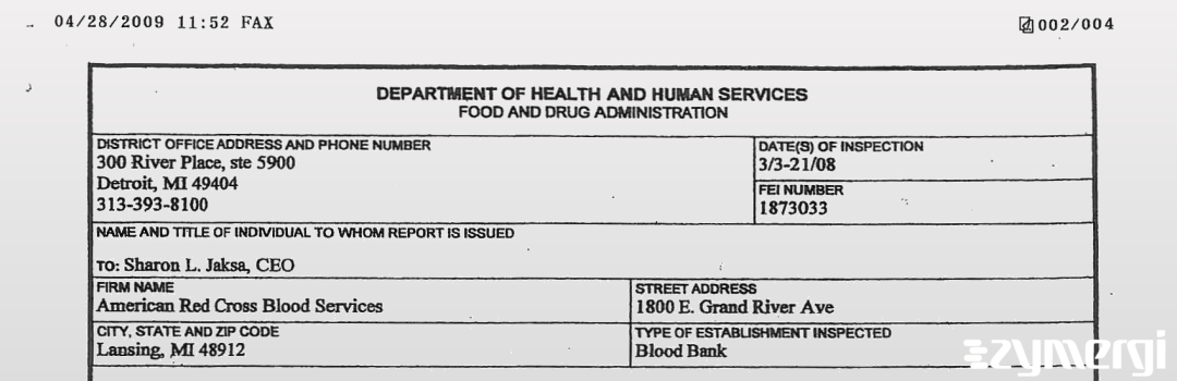 FDANews 483 American National Red Cross Great Lakes Region Mar 21 2008 top