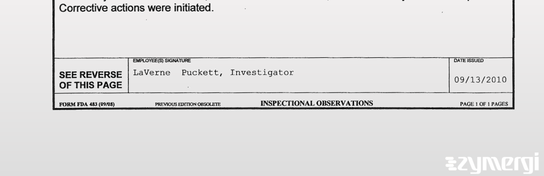 Laverne Puckett FDA Investigator
