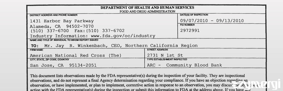 FDANews 483 American National Red Cross (The) Sep 13 2010 top