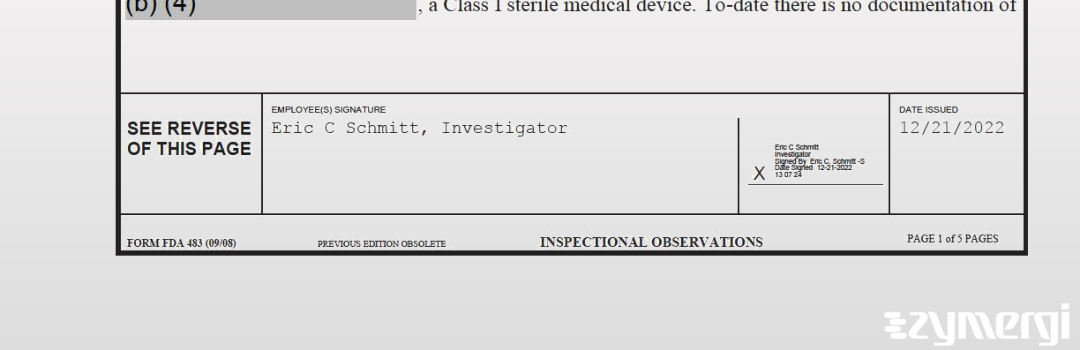 Eric C. Schmitt FDA Investigator 