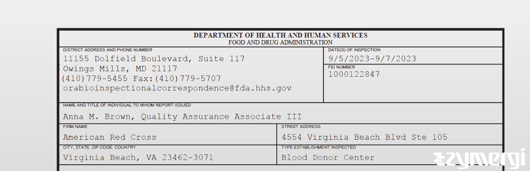 FDANews 483 American Red Cross Sep 7 2023 top