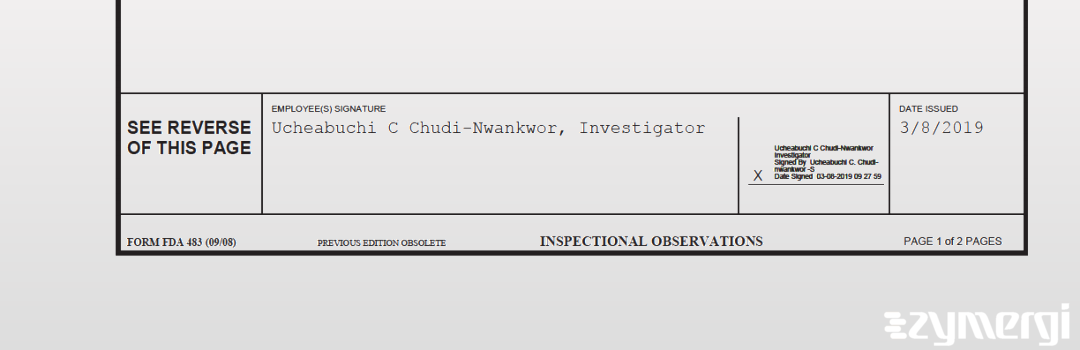 Ucheabuchi C. Chudi-Nwankwor FDA Investigator 