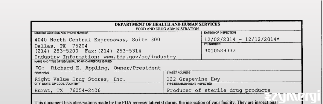 FDANews 483 American Specialty Pharmacy Dec 19 2014 top