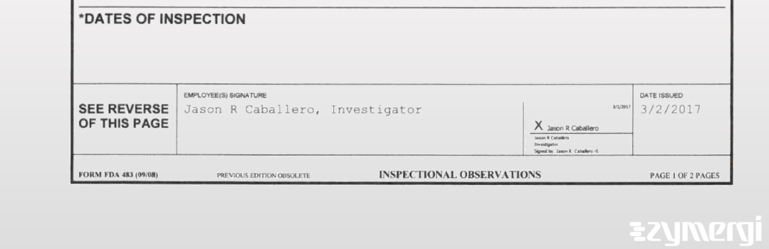 Jason R. Caballero FDA Investigator 