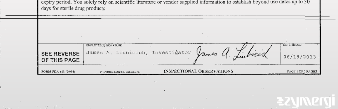 James A. Liubicich FDA Investigator 