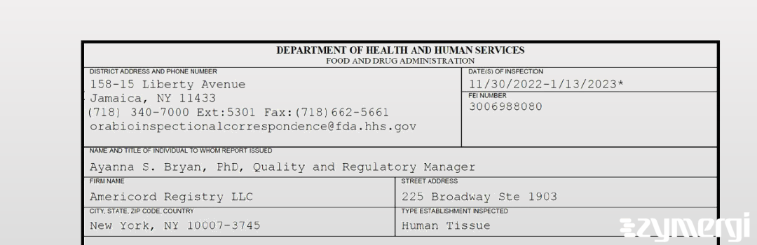 FDANews 483 Americord Registry LLC Jan 13 2023 top