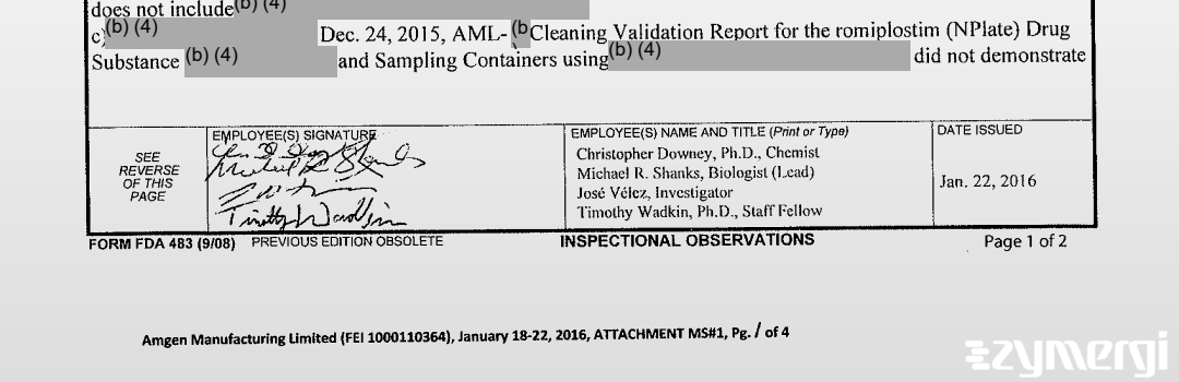 Michael Shanks FDA Investigator Jose F. Velez FDA Investigator 