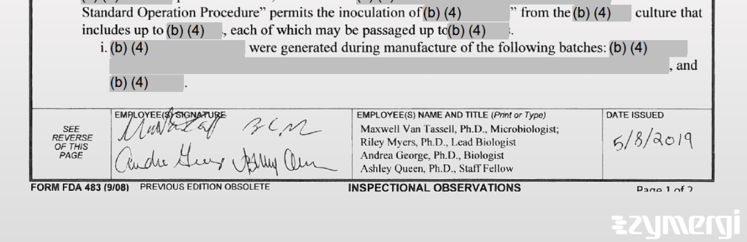 Maxwell L. Van Tassell FDA Investigator Van Tassell, Maxwell L FDA Investigator