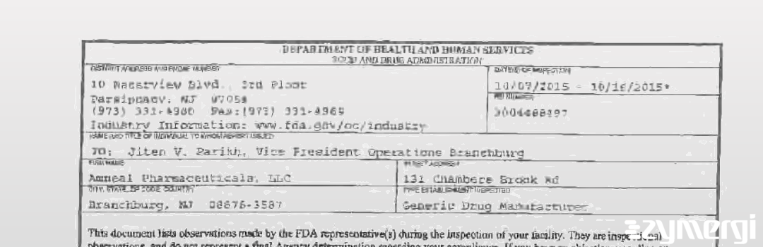 FDANews 483 Amneal Pharmaceuticals LLC Oct 16 2015 top