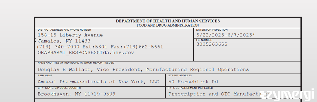 FDAzilla 483 Amneal Pharmaceuticals of New York, LLC Jun 7 2023 top