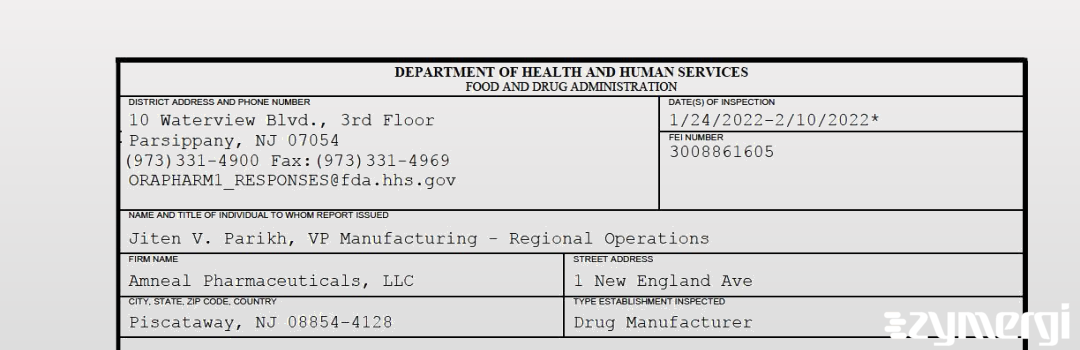 FDANews 483 Amneal Pharmaceuticals LLC Feb 10 2022 top