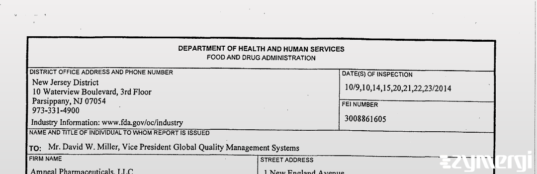 FDAzilla 483 Amneal Pharmaceuticals LLC Oct 23 2014 top