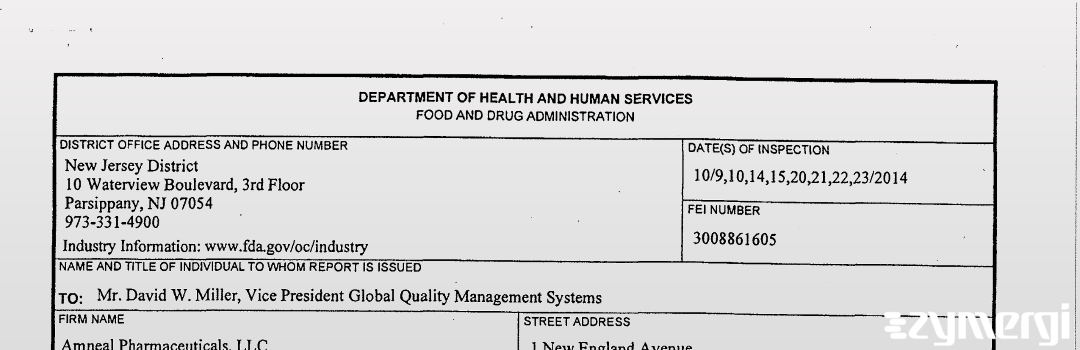 FDANews 483 Amneal Pharmaceuticals LLC Oct 23 2014 top