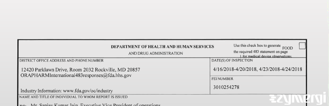 FDANews 483 Amneal Pharmaceuticals Pvt. Ltd. Apr 24 2018 top