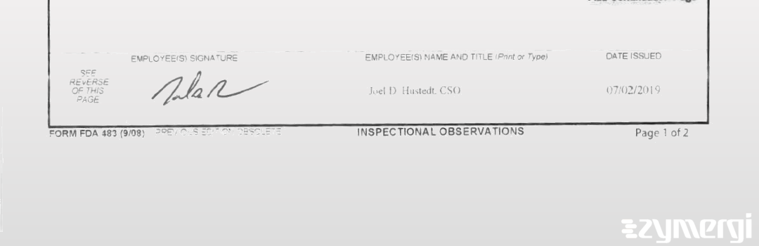 Joel D. Hustedt FDA Investigator