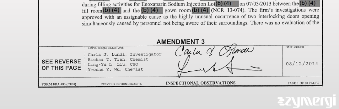 Carla J. Lundi FDA Investigator Ling-Yu L. Liu FDA Investigator Bichsa T. Tran FDA Investigator Yvonne Y. Wu FDA Investigator 