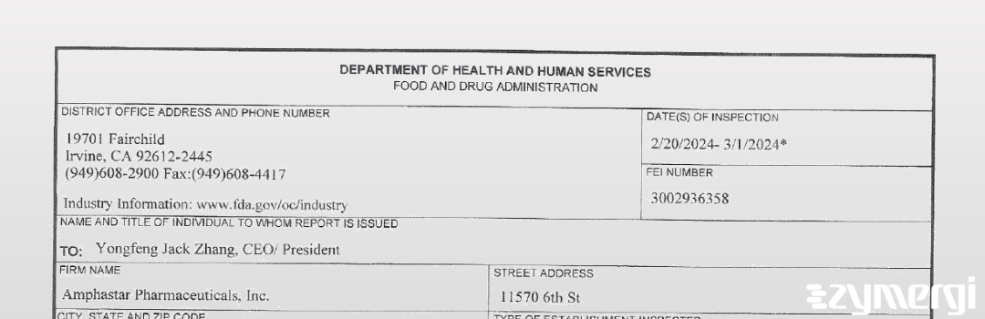 FDANews 483 Amphastar Pharmaceuticals, Inc. Mar 1 2024 top