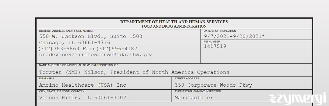 FDANews 483 Amsino Healthcare (USA) Inc Sep 20 2021 top