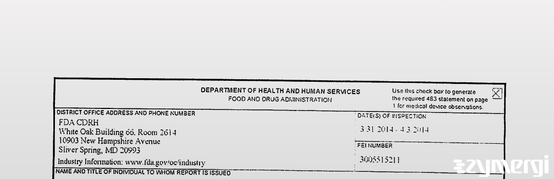 FDANews 483 Amsino Medical (Shanghai) Co., Ltd. Apr 3 2014 top