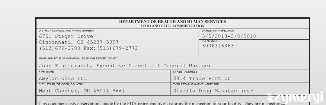 FDANews 483 Amylin Ohio LLC Mar 8 2018 top