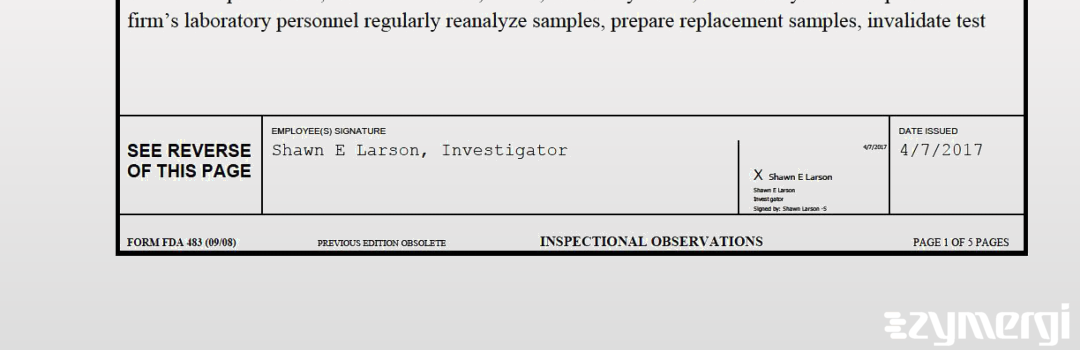 Shawn E. Larson FDA Investigator 