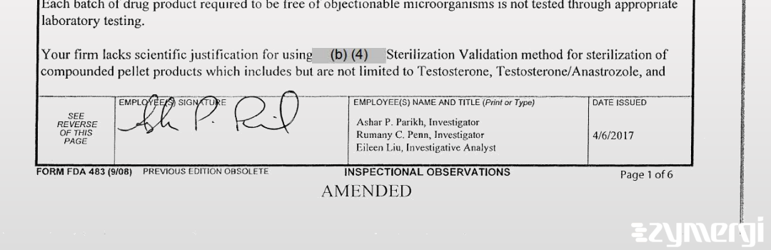 Eileen A. Liu FDA Investigator Rumany C. Penn FDA Investigator Ashar P. Parikh FDA Investigator 