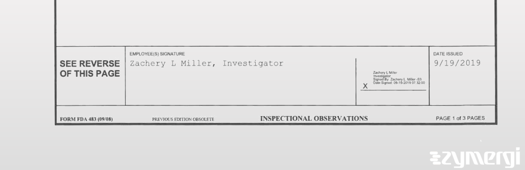 Zachery L. Miller FDA Investigator