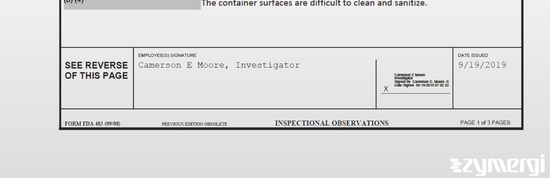 Camerson E. Moore FDA Investigator 