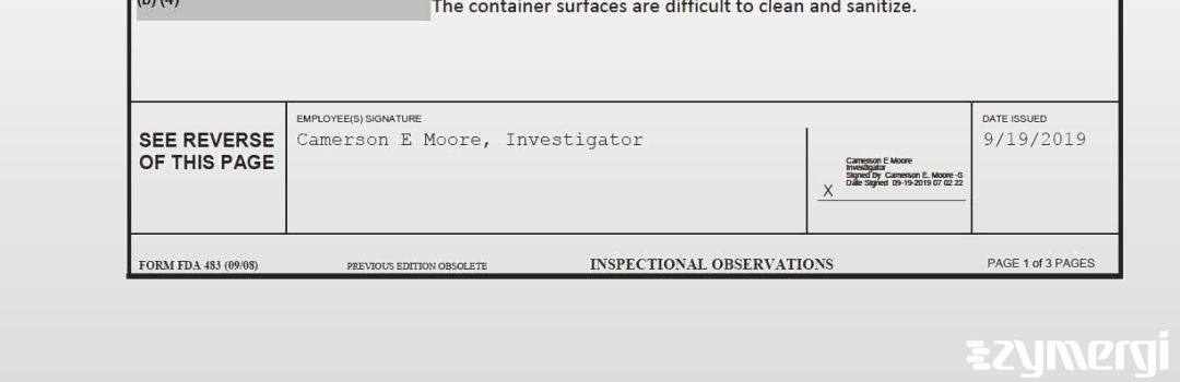 Camerson E. Moore FDA Investigator