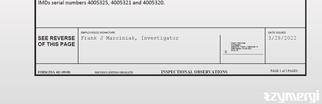 Frank J. Marciniak FDA Investigator 