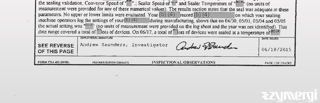 Andrew Saunders FDA Investigator