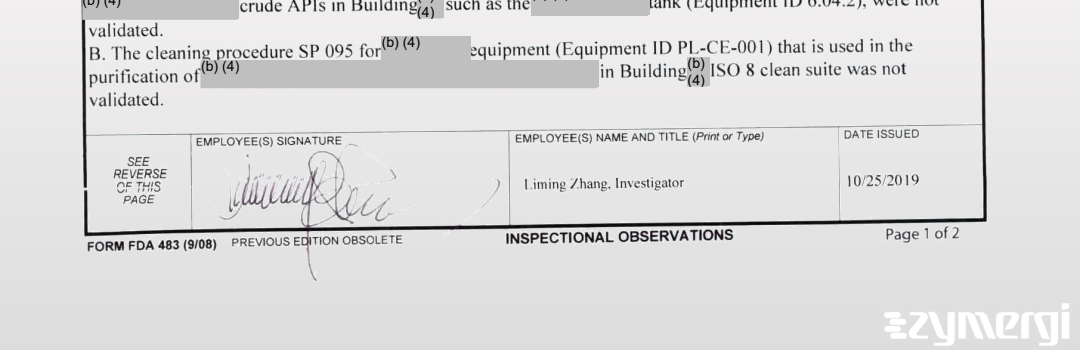 Liming Zhang FDA Investigator