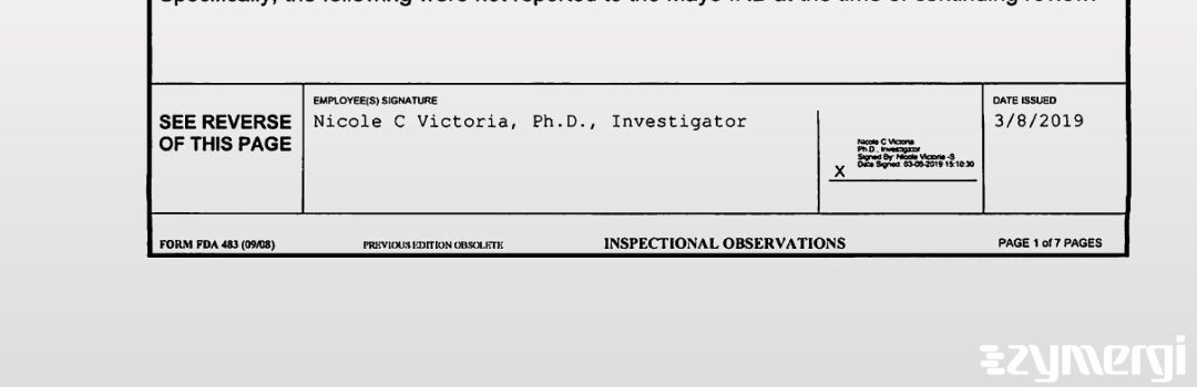 Nicole C. Victoria FDA Investigator 