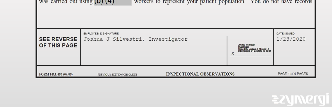 Joshua J. Silvestri FDA Investigator 