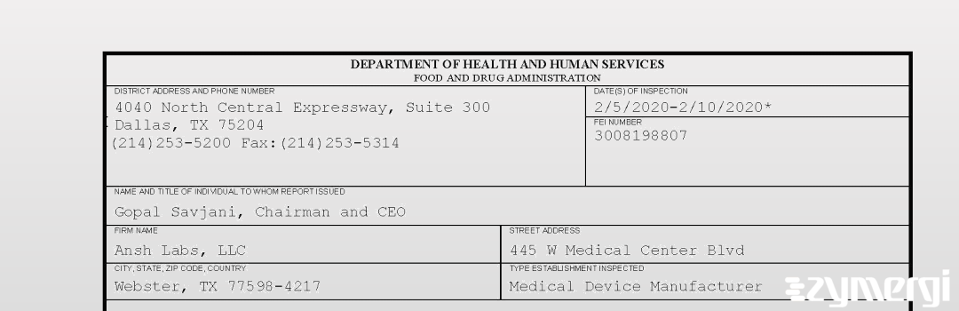 FDANews 483 Ansh Labs, LLC Feb 10 2020 top